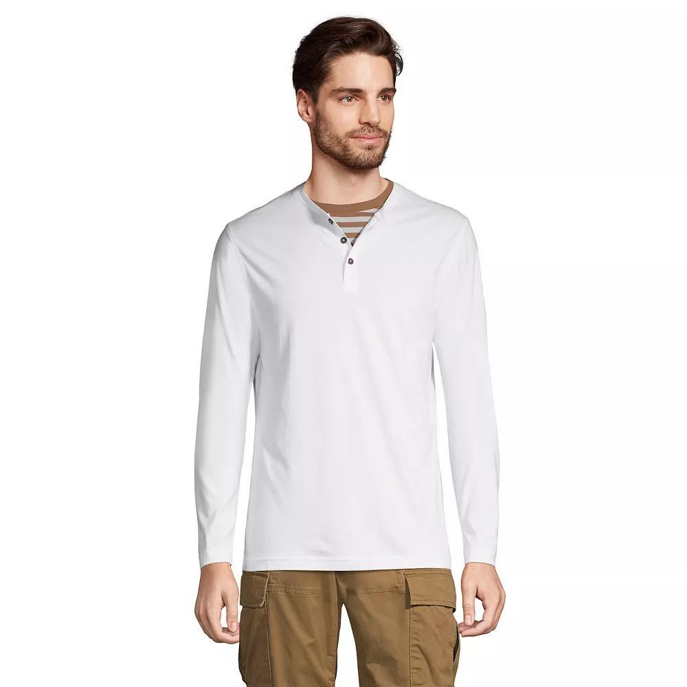 Big & Tall Lands' End Supima Jersey Henley, Men's, Size: 2XB, Light Gray Grey Product Image