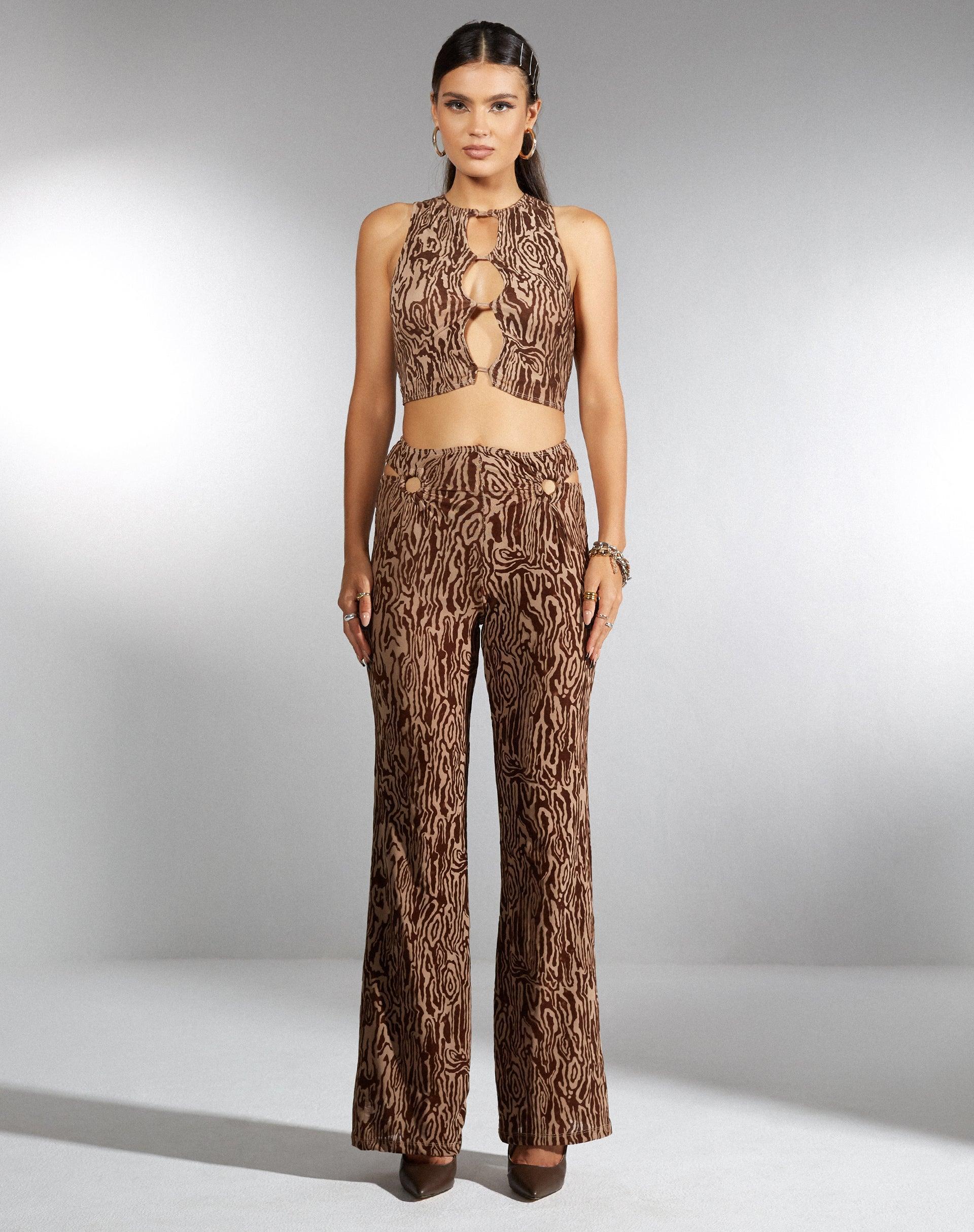 Sesaot Flare Trouser in Animal Ripple Flock Product Image