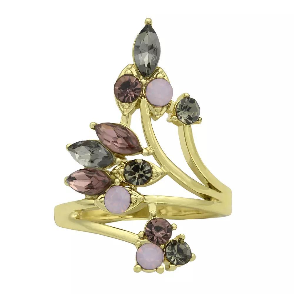 City Luxe Gold Tone Black & Purple Crystal Cluster Ring, Womens Gold Tone Team Product Image