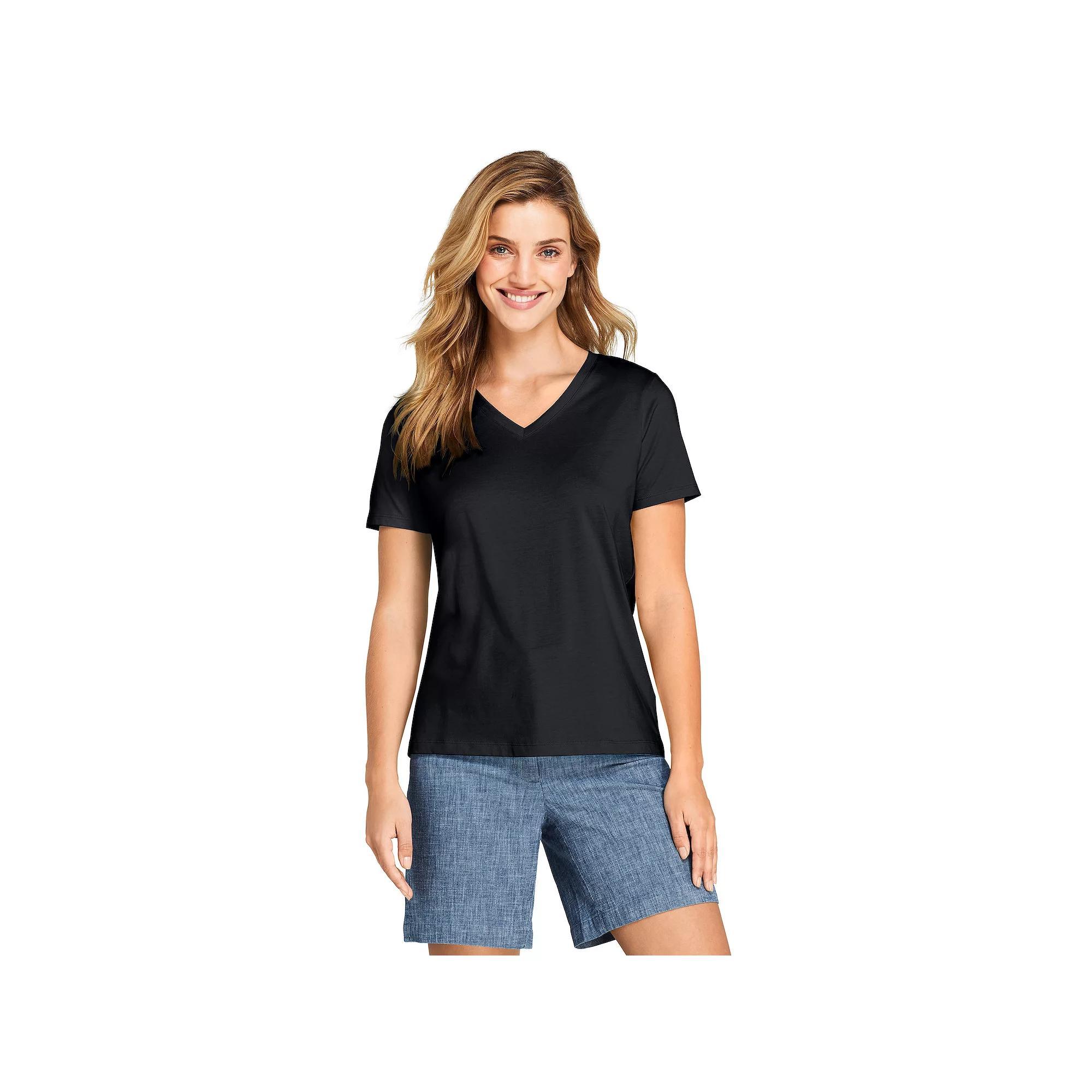 Petite Lands' End Relaxed-Fit Supima Cotton V-Neck Tee, Women's, Size: XS Petite, Simply Yellow Product Image