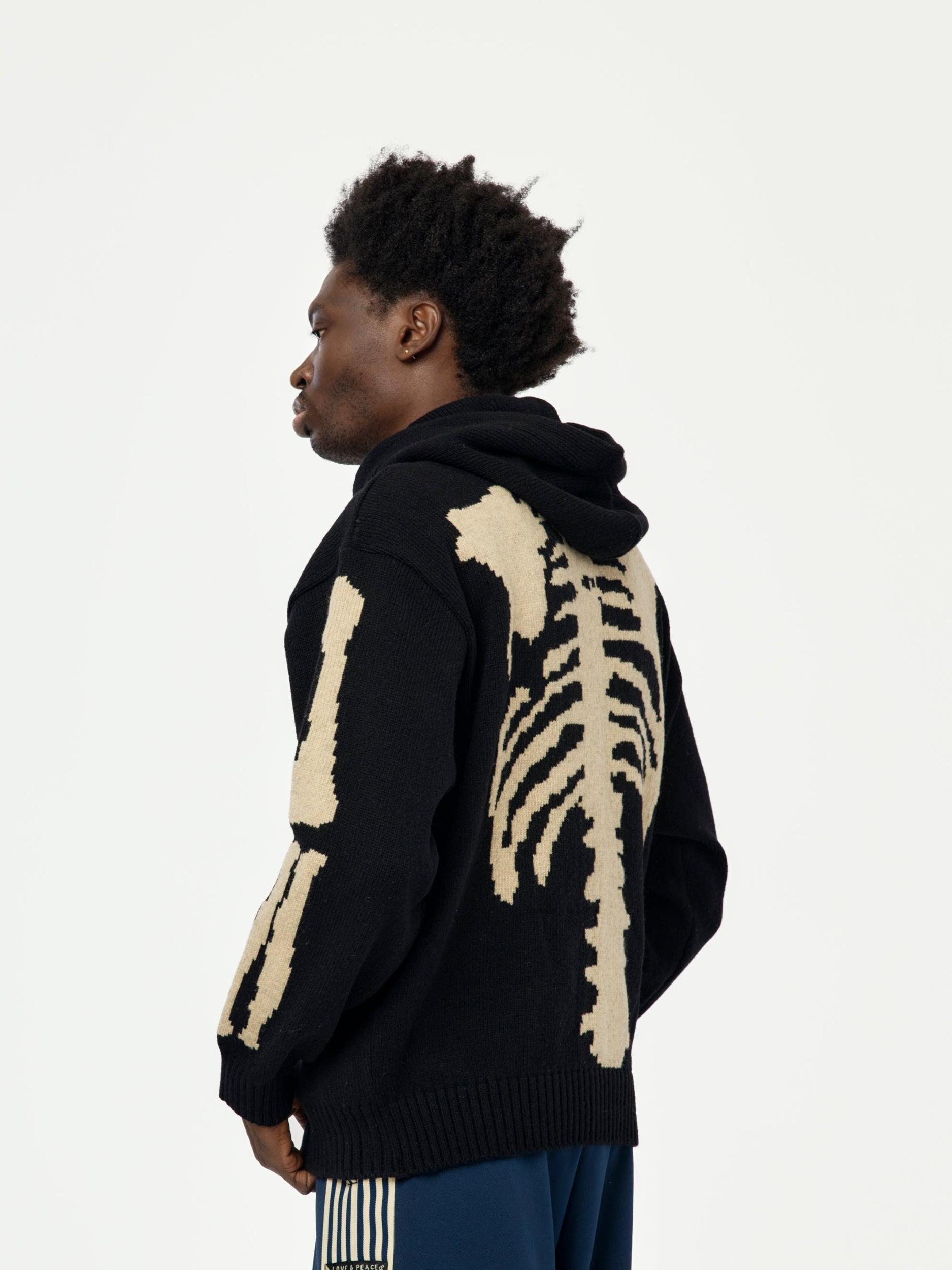 5G Wool BONE Hood Sweater (Black) Product Image