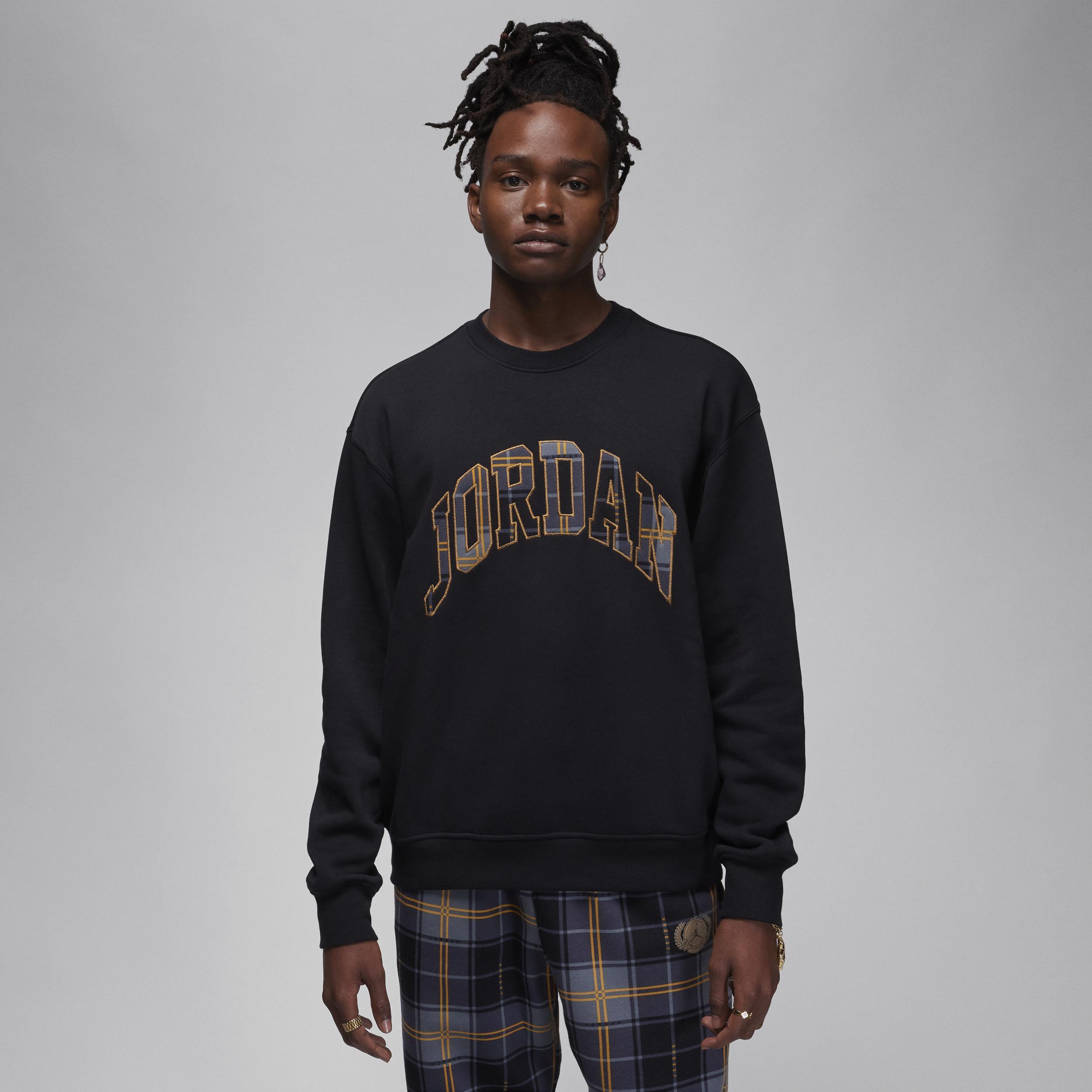 Jordan Mens Essential Holiday Plaid Fleece Crew - Black/Gold Product Image