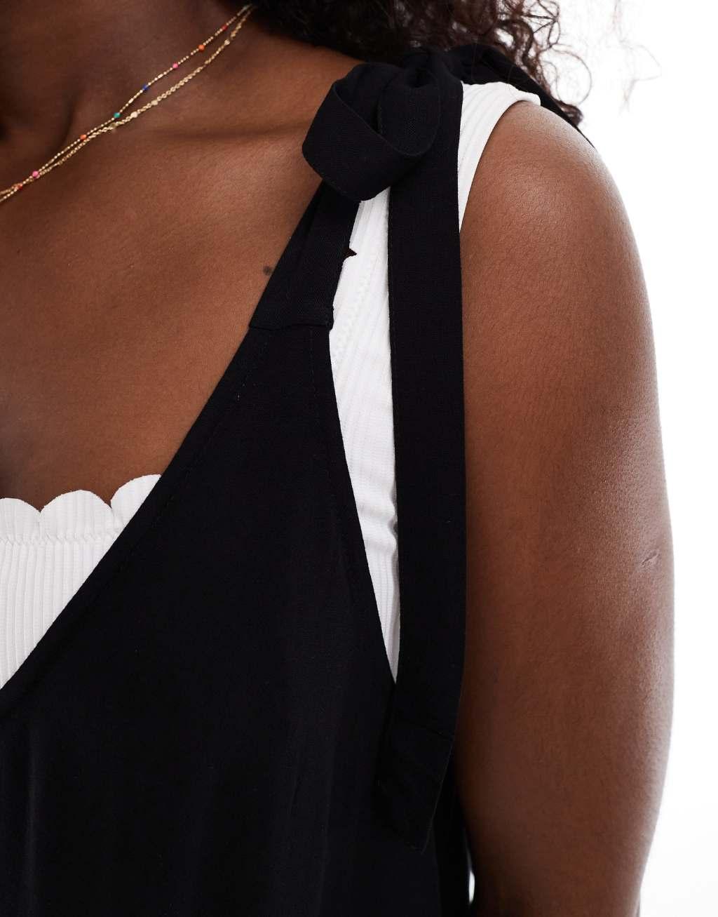 ASOS DESIGN maxi beach dress with D-ring strap detail in black Product Image