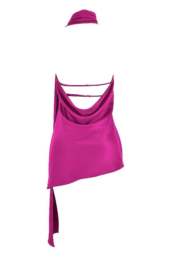 Aida Hot Pink Asymmetric Wrap Neck Dress Product Image
