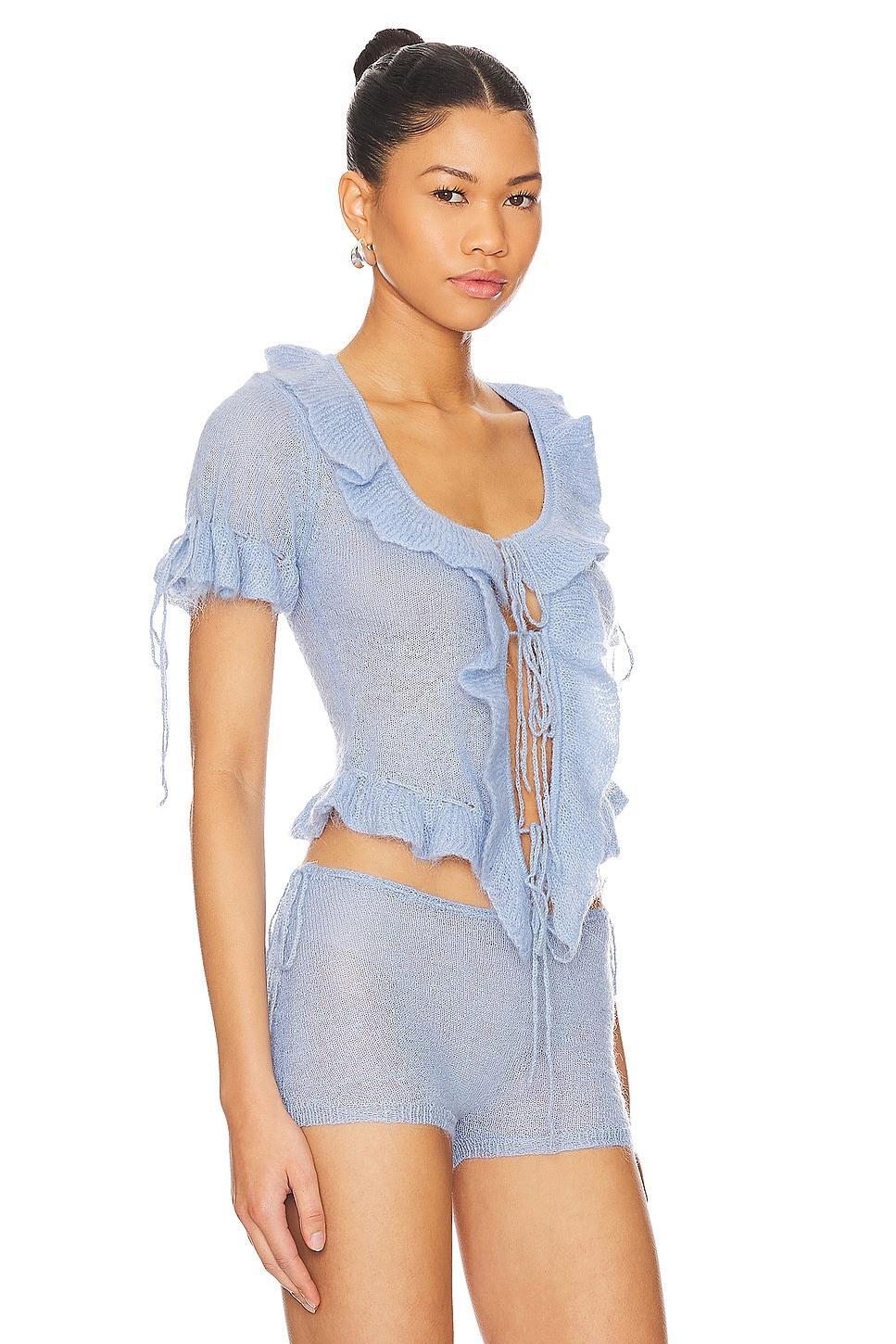 Ruffle Knit Tie Top GUIZIO Product Image