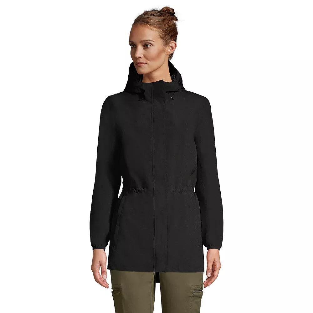 Womens Lands End Hooded Packable Raincoat Deep Blue Product Image