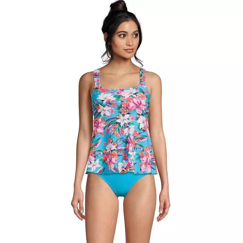 Women's Lands' End Flutter Empire UPF 50 Tankini Swimsuit Top, Size: XS, Blue Ditsy Floral Product Image