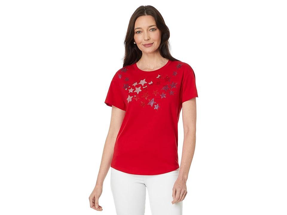 Tommy Hilfiger Womens Embellished-Star Short-Sleeve T-Shirt Product Image