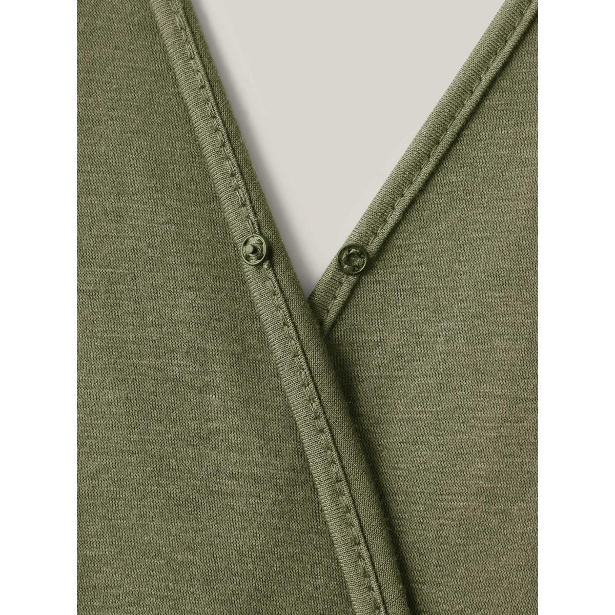 Plus Size Moss Drawstring Shoulder Plain Straight-Leg Jumpsuit Women Sleeveless Overlap Collar Everyday-Casual Loose Jumpsuits BloomChic 18-20/2X Product Image