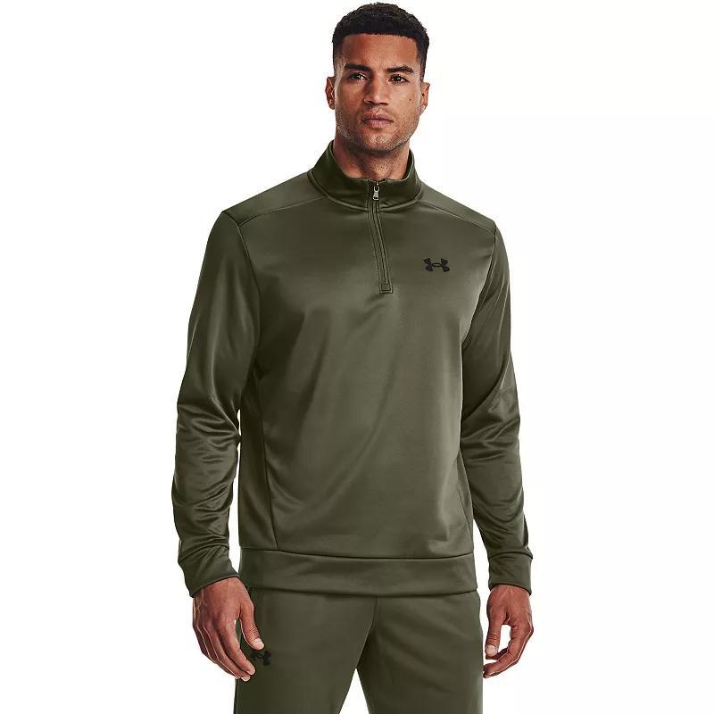 Mens Under Armour 1/4-Zip Fleece Pullover Black Navy Product Image