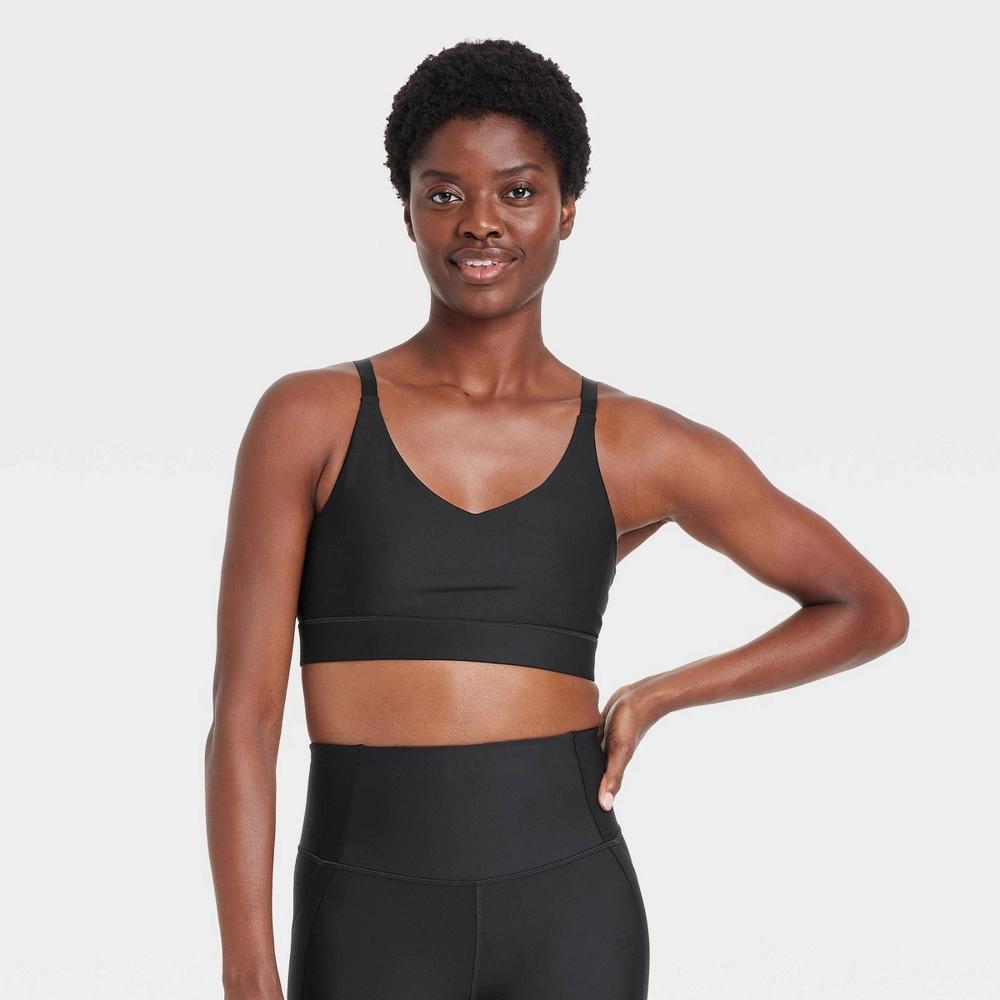 Womens Effortless Medium Support Sports Bra - All In Motion Black M: Moisture Wicking, Quick Drying, Adjustable Straps Product Image
