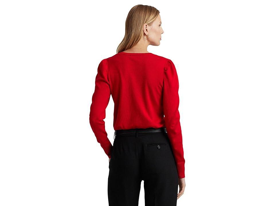 Lauren Ralph Lauren Cotton-Blend Puff-Sleeve Sweater Women's Clothing Product Image