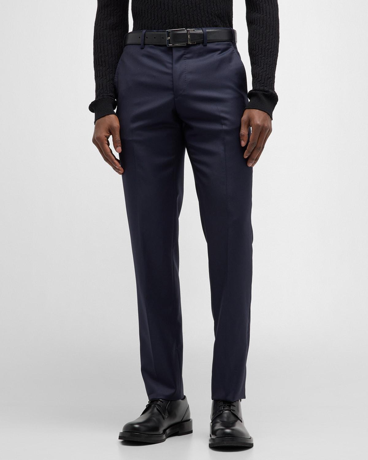 Mens Flat-Front Twill Trousers Product Image