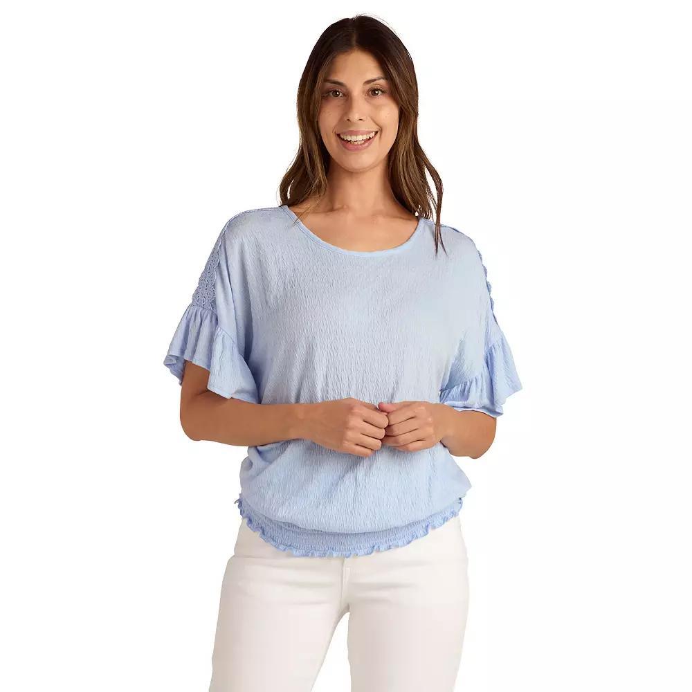 Women's AB Studio Dolman Ruffle Sleeve Top, Size: XXL, Light Blue Product Image