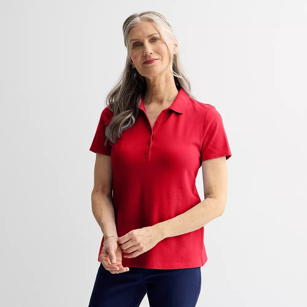 Women's Croft & Barrow® Essential Polo, Size: Medium, Chicago Red Product Image