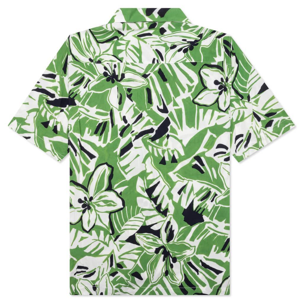 Marco Hibiscus Bowling Shirt - Green/White Male Product Image