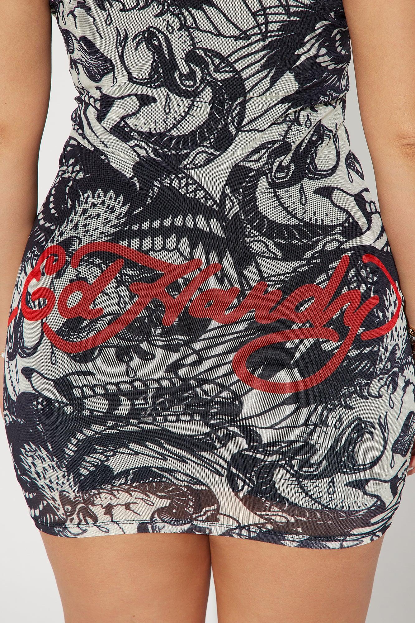 Ed Hardy Eagle Mesh Mini Dress - Ivory/combo Product Image