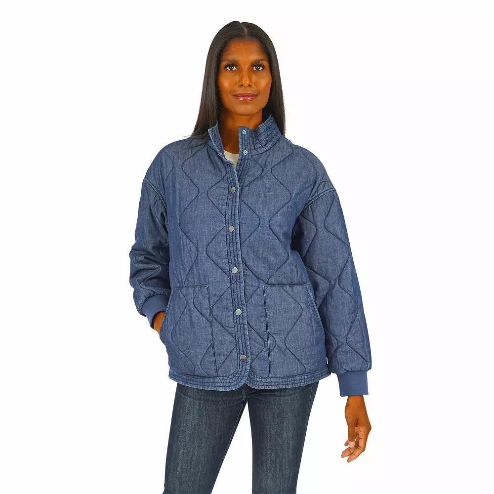 Women's Fleet Street Quilted Denim Jacket, Size: Large, Blue Product Image