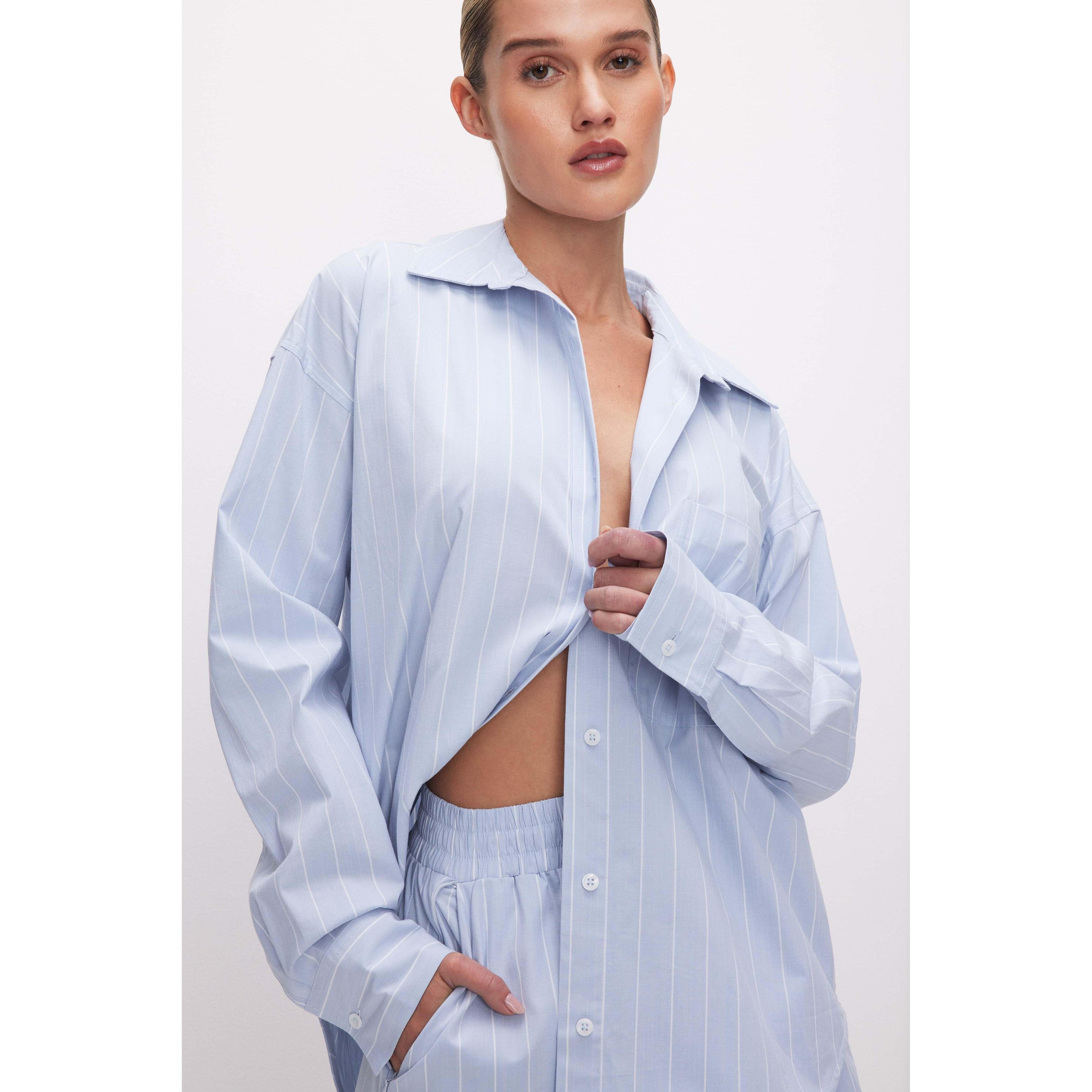Womens Cotton Pinstripe Shirt Product Image