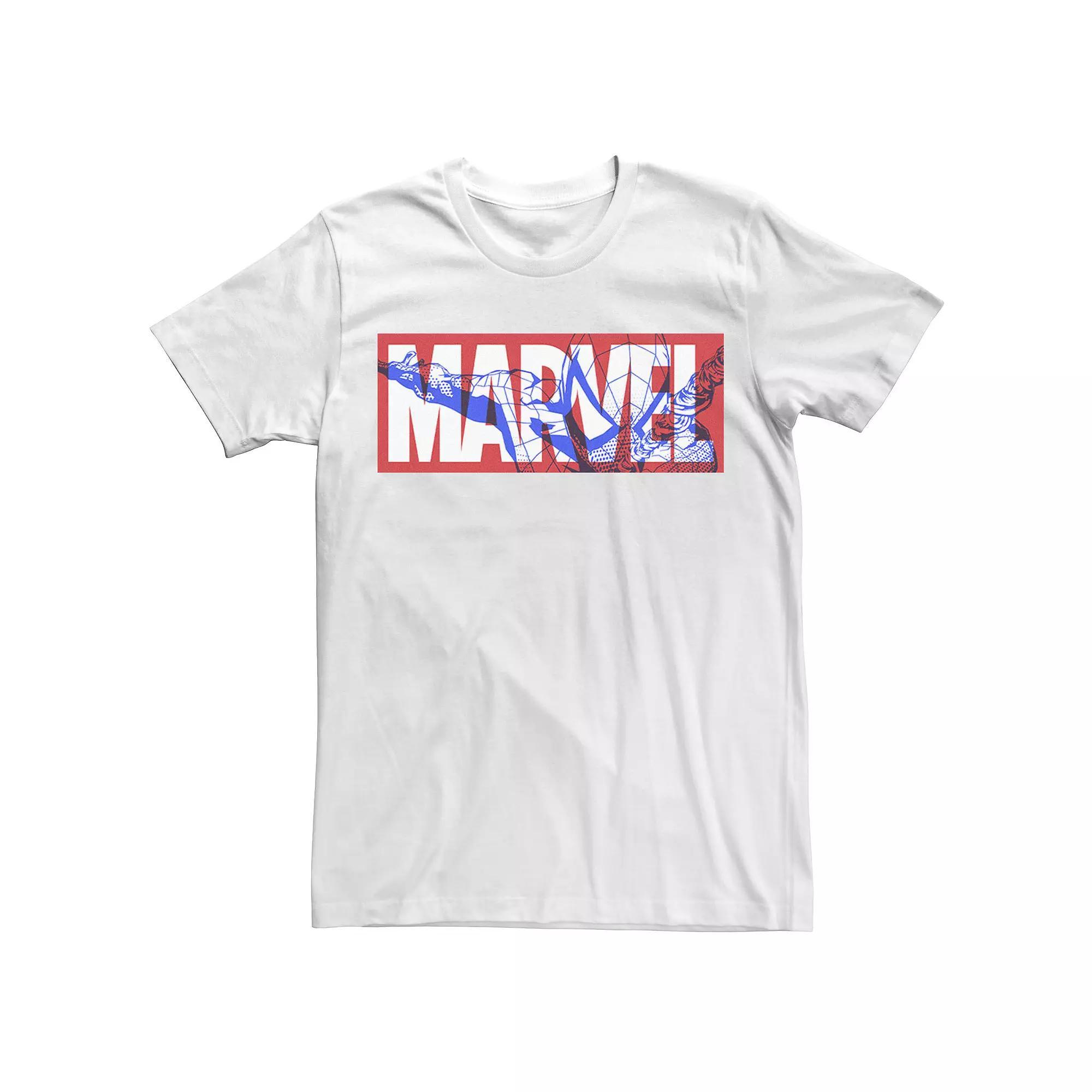 Men's Marvel Spider-Man Large Classic Movie Logo Graphic Tee, White Product Image
