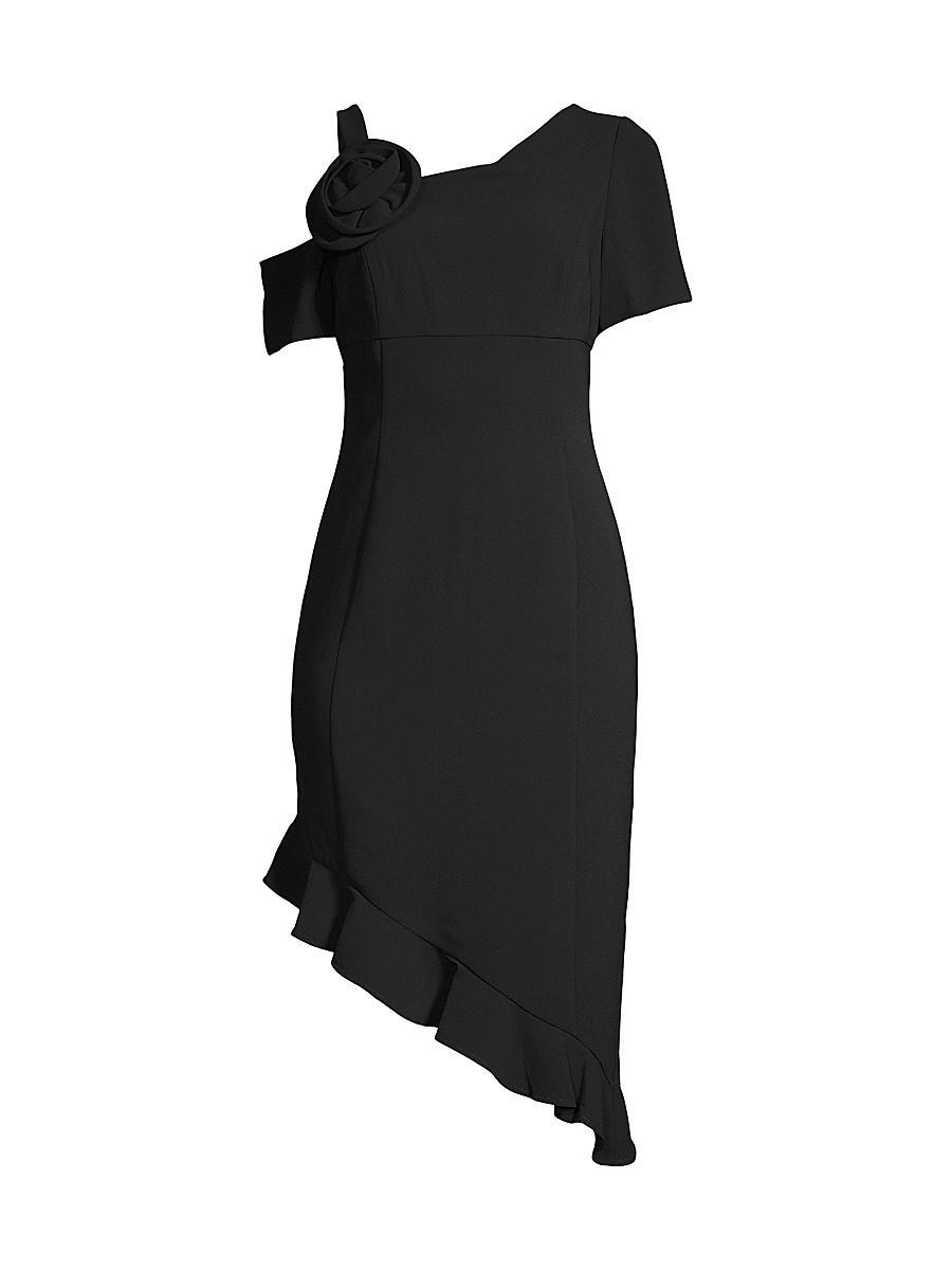 Womens Asymmetric Ruffled Sheath Dress Product Image