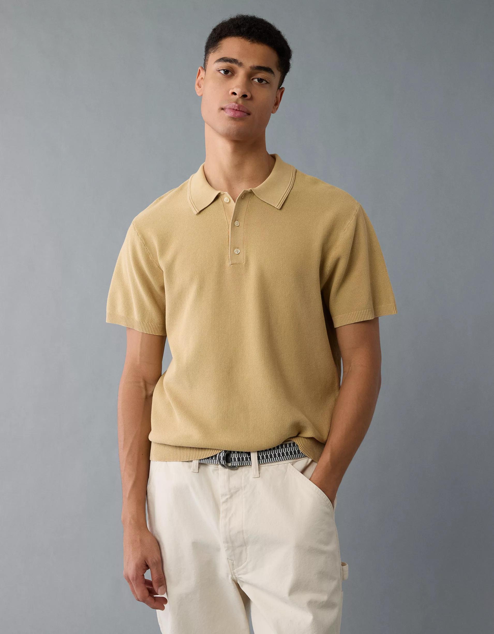 AE Weekend Washed Sweater Polo Shirt Product Image