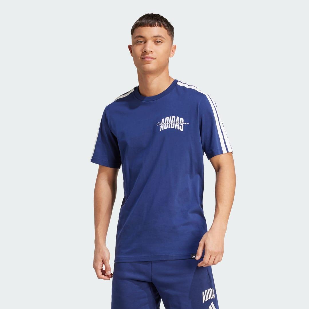 adidas Collegiate Script Graphic Tee White S Mens Product Image