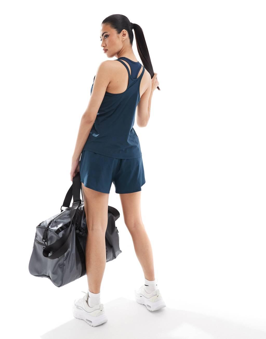 Nike Training One classic strappy tank top in navy Product Image