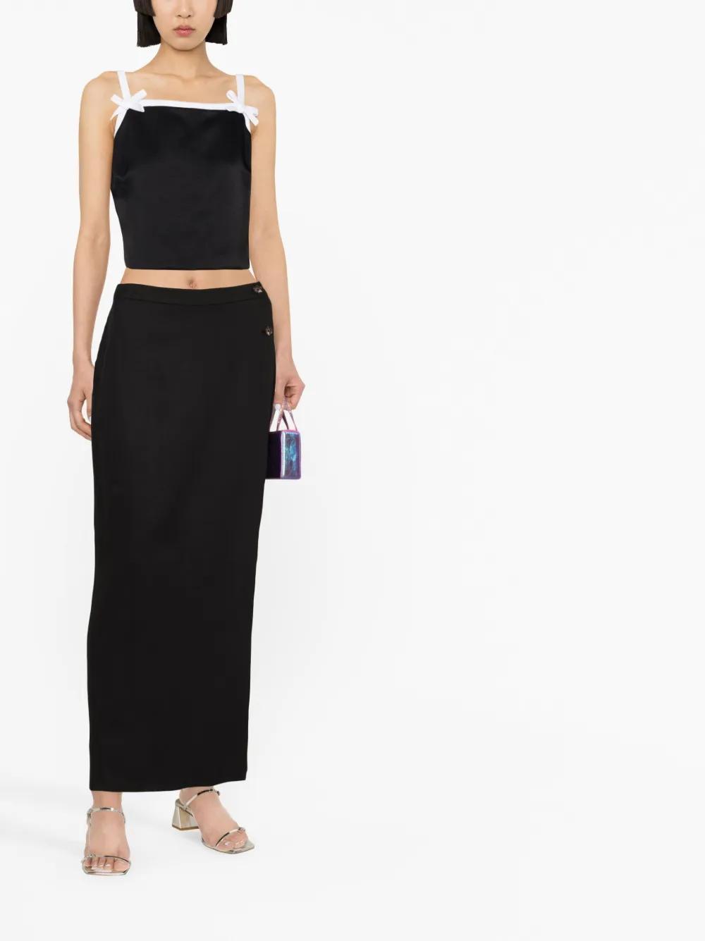 MSGM Bow Detailed Cropped Top In Black Product Image