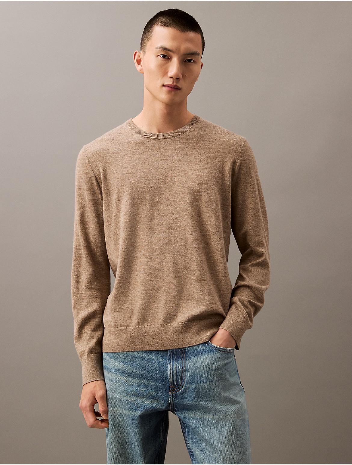 Calvin Klein Men's Extra Fine Merino Blend Crewneck Sweater - Black - S Product Image