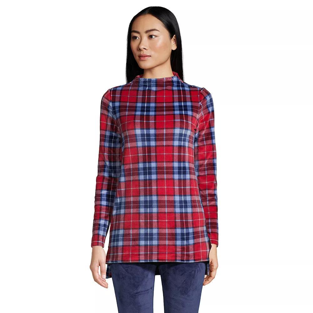 Petite Lands' End Cozy Long Sleeve Pajama Top & Pajama Leggings Set, Women's, Size: Small Petite, Rich Red Team Plaid Product Image
