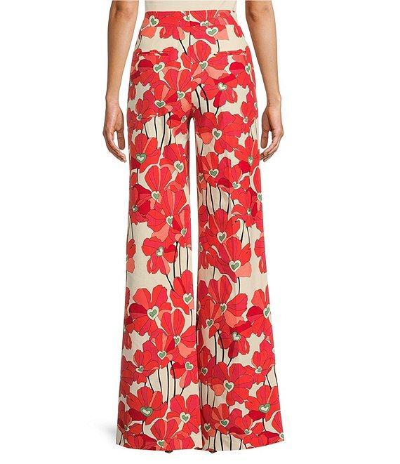 Tara Jarmon Primavera Linen Blend Floral Print Flat Front Straight Leg Pants Product Image