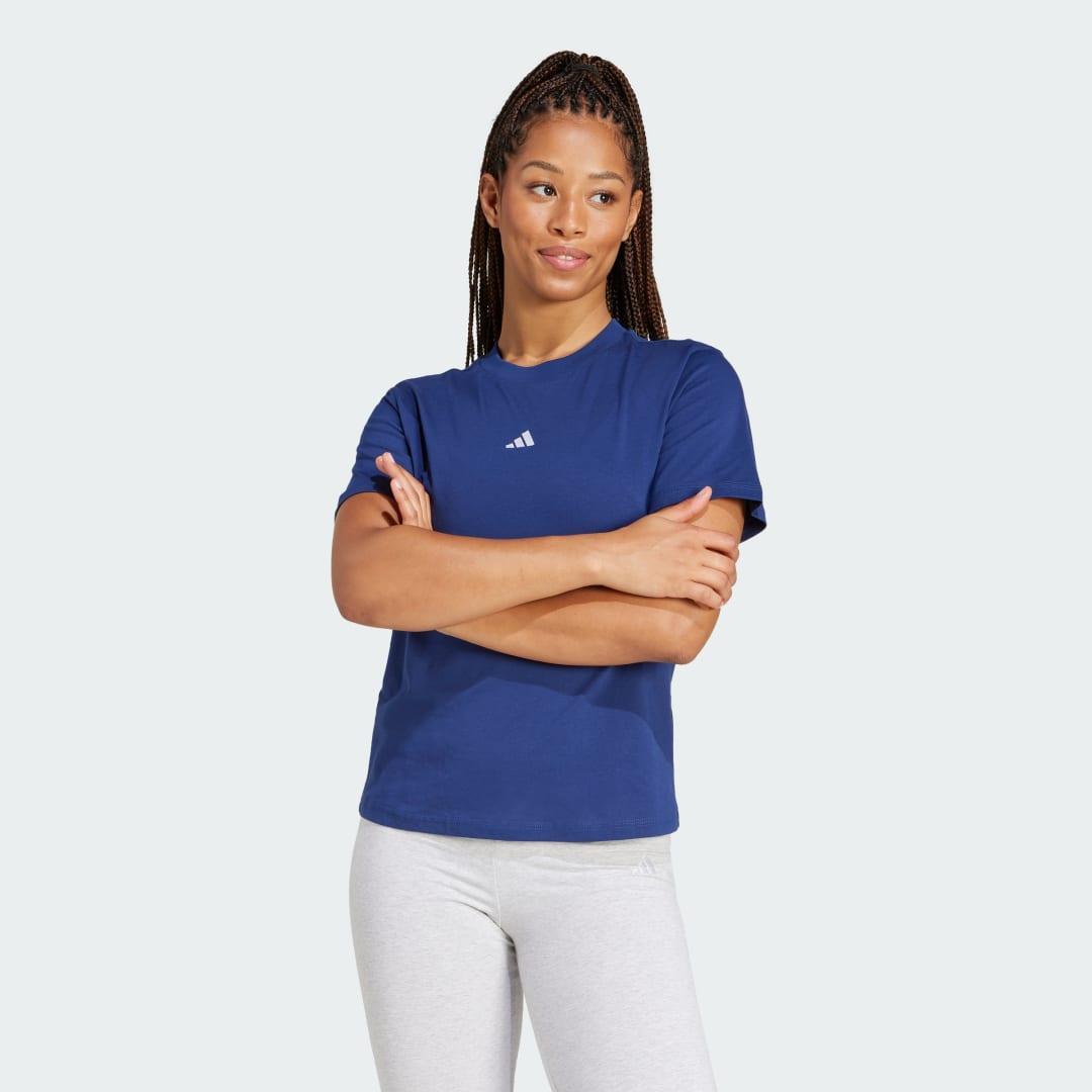 adidas Essentials Small Logo Cotton Tee Dark Blue XL Womens Product Image