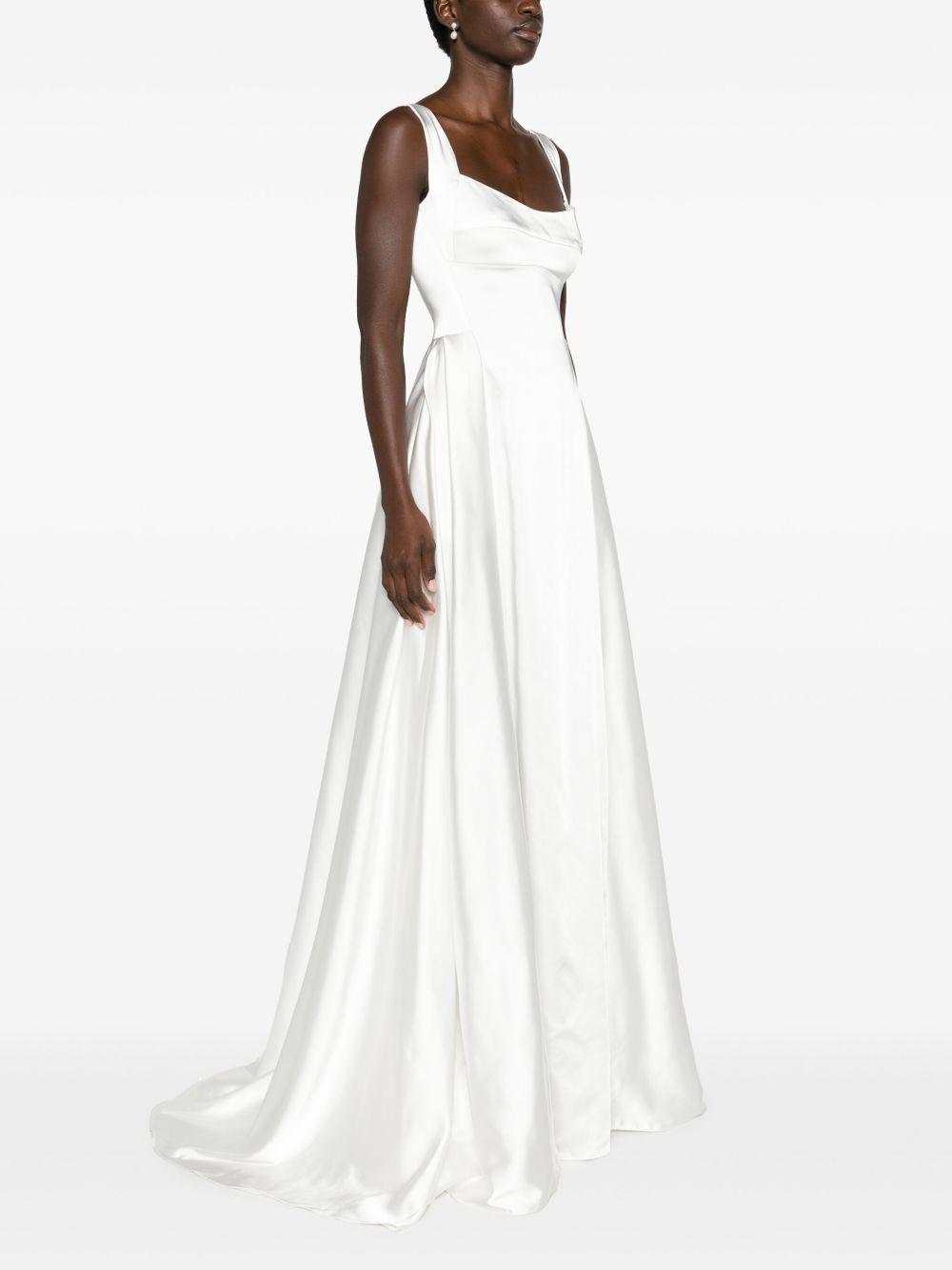 V-back satin gown Product Image