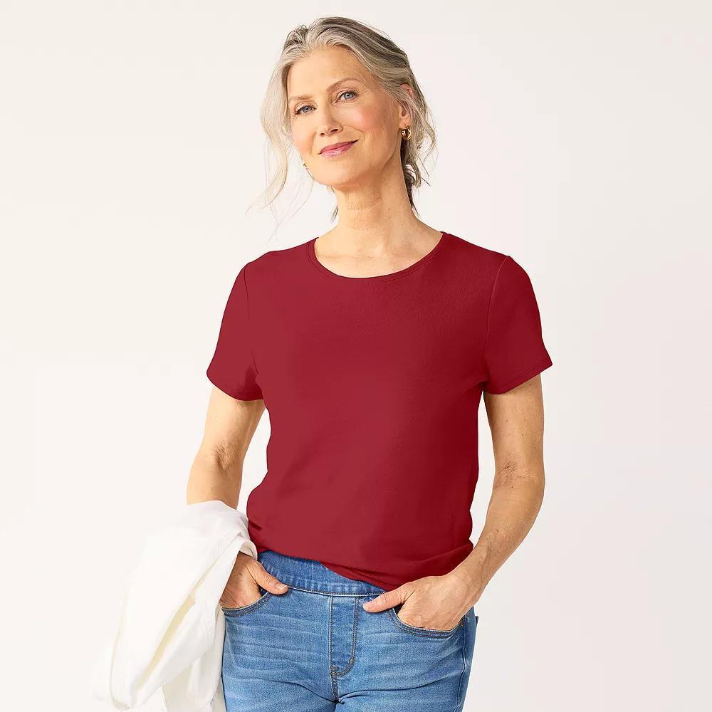 Women's Croft & Barrow® Essential Crewneck Tee, Size: Large, Red Product Image