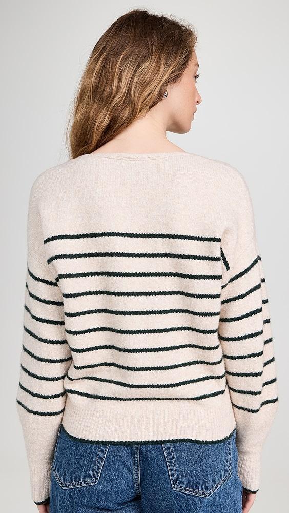 Madewell Stripe Vneck Cozy Cotton Wedged Pullover | Shopbop Product Image