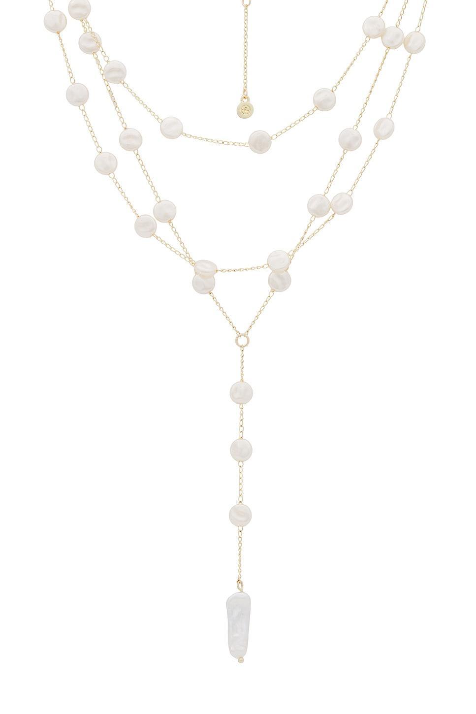 Pearl Coin Layered Lariat Necklace Ettika Product Image
