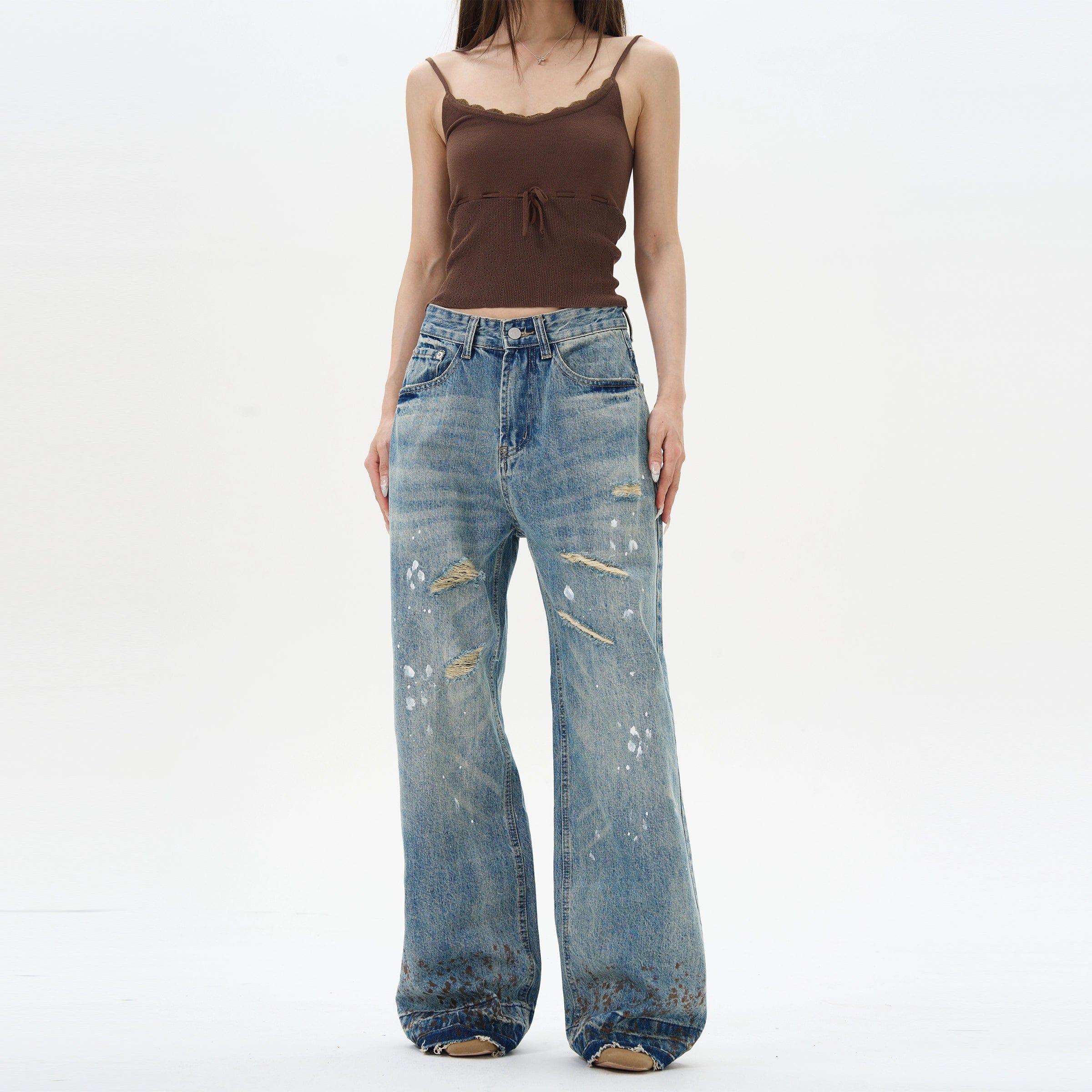 RT No. 12293 DISTRESSED BLUE DENIM JEANS Product Image