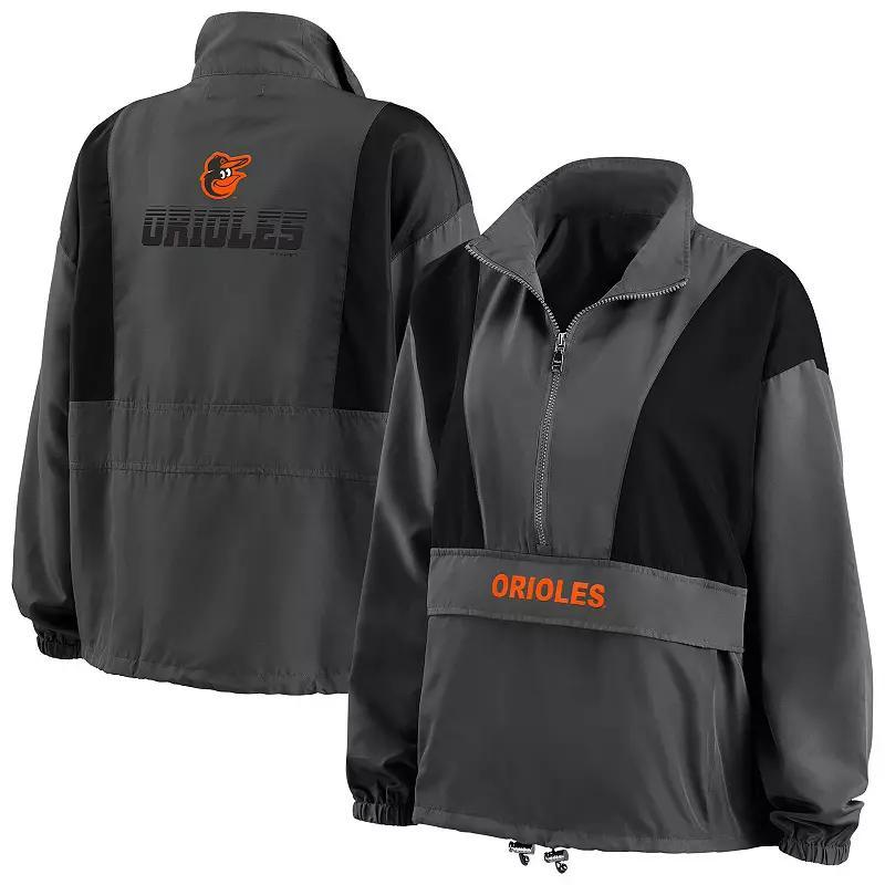 Women's WEAR by Erin Andrews Charcoal Milwaukee Brewers Packable Half-Zip Jacket, Size: Small Product Image