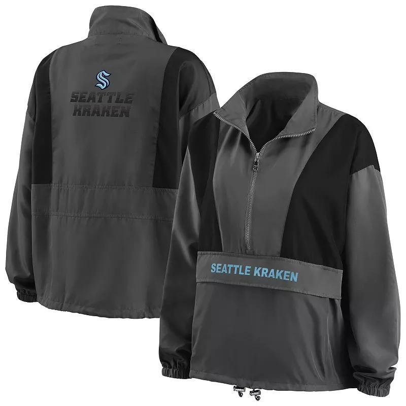 Women's WEAR by Erin Andrews Charcoal Milwaukee Brewers Packable Half-Zip Jacket, Size: Small Product Image