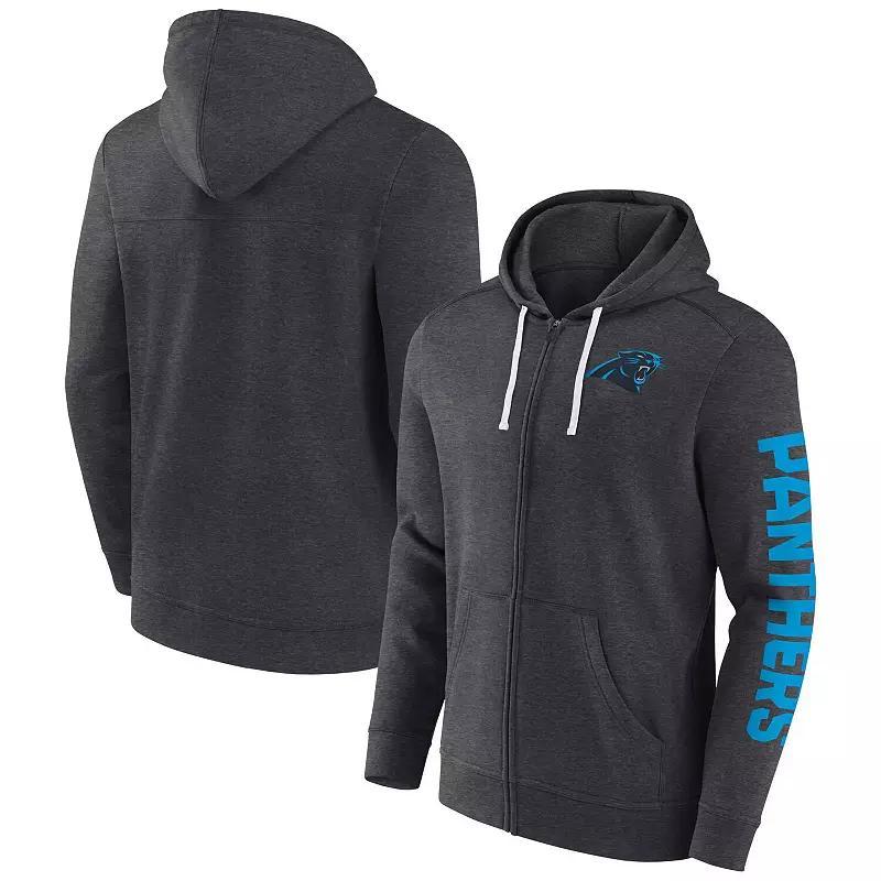 Men's Fanatics Branded Heather Charcoal Charlotte Hornets Down and Distance Full-Zip Hoodie, Size: XL, Chr Charco Product Image