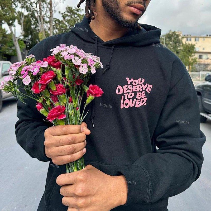 Sopula You Deserve To Be Loved Print Graphic Pullover Hoodie Product Image