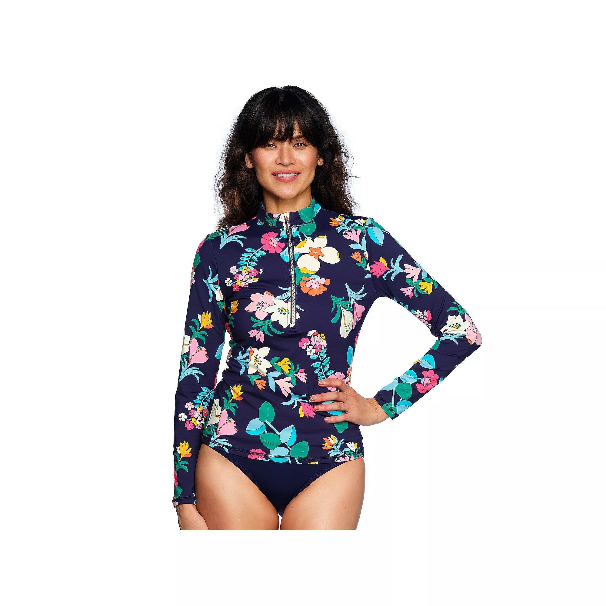 LOFT Zip-Front Rashguard, Women's, Size: XXL, Moonlit Garden Product Image