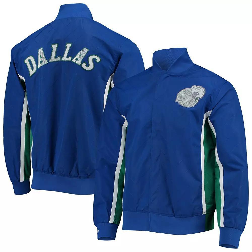 Men's Dallas Mavericks Blue Mitchell & Ness Hardwood Classics 75th Anniversary Authentic Warmup Full-Snap Jacket, Size: Large Product Image