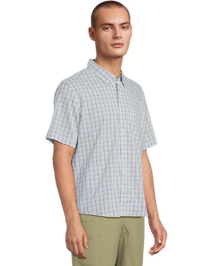 Comfort Stretch Chambray Shirt Short Sleeve Traditional Fit Plaid - Tall Product Image