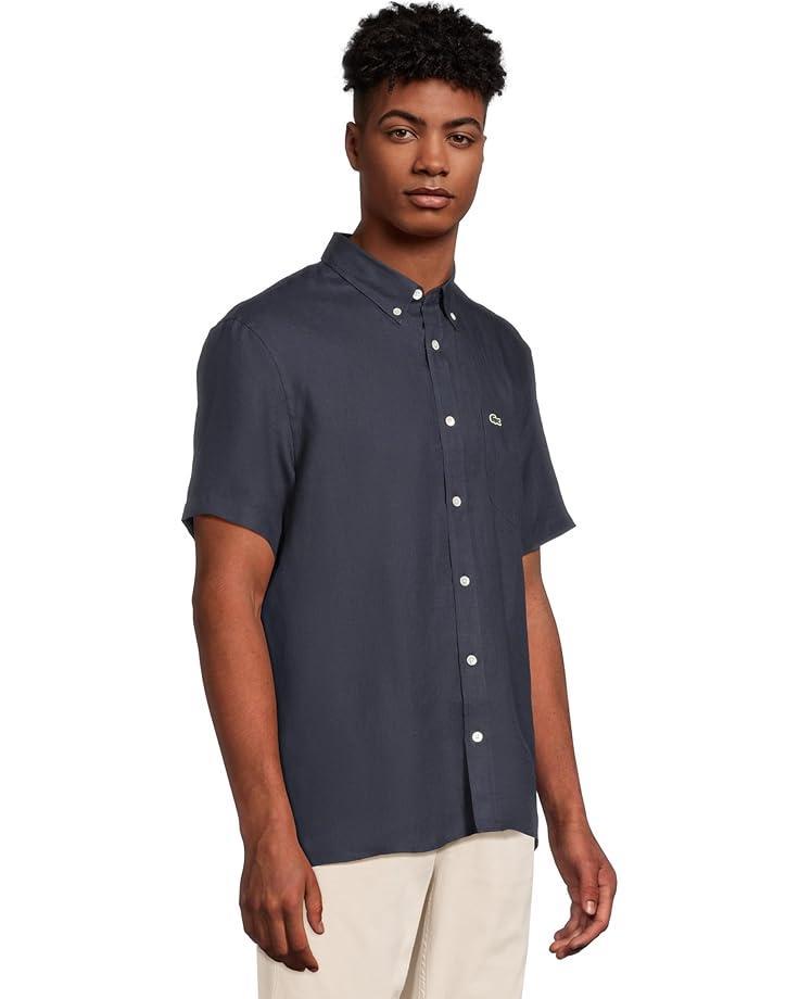 Short Sleeve Tonal Box Linen Shirt Product Image