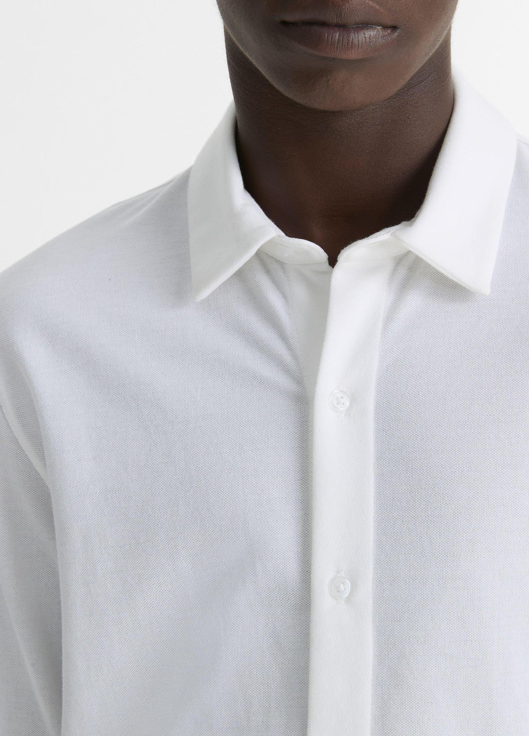 Mens Cotton Piqu Button-Front Shirt, Optic White, Size L Vince Product Image
