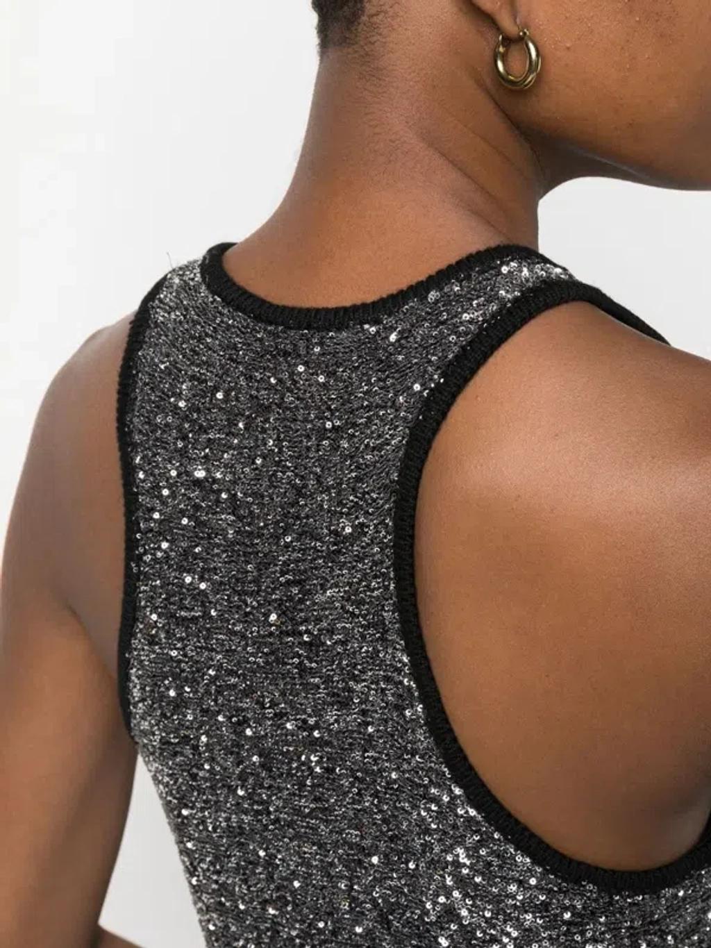 FABIANA FILIPPI Sequin Tank Top In Black Product Image