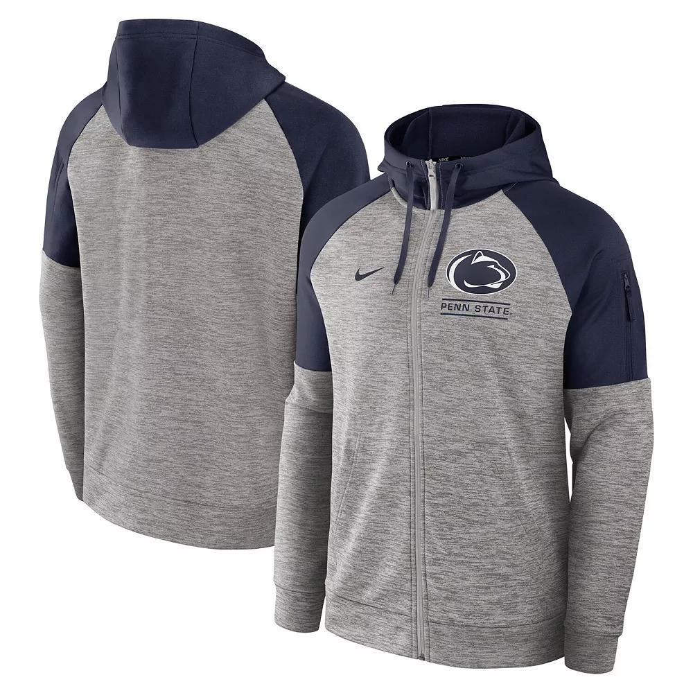 Mens Nike Heather Gray Penn State Nittany Lions Fitness RaglanPerformance Full-Zip Hoodie Product Image