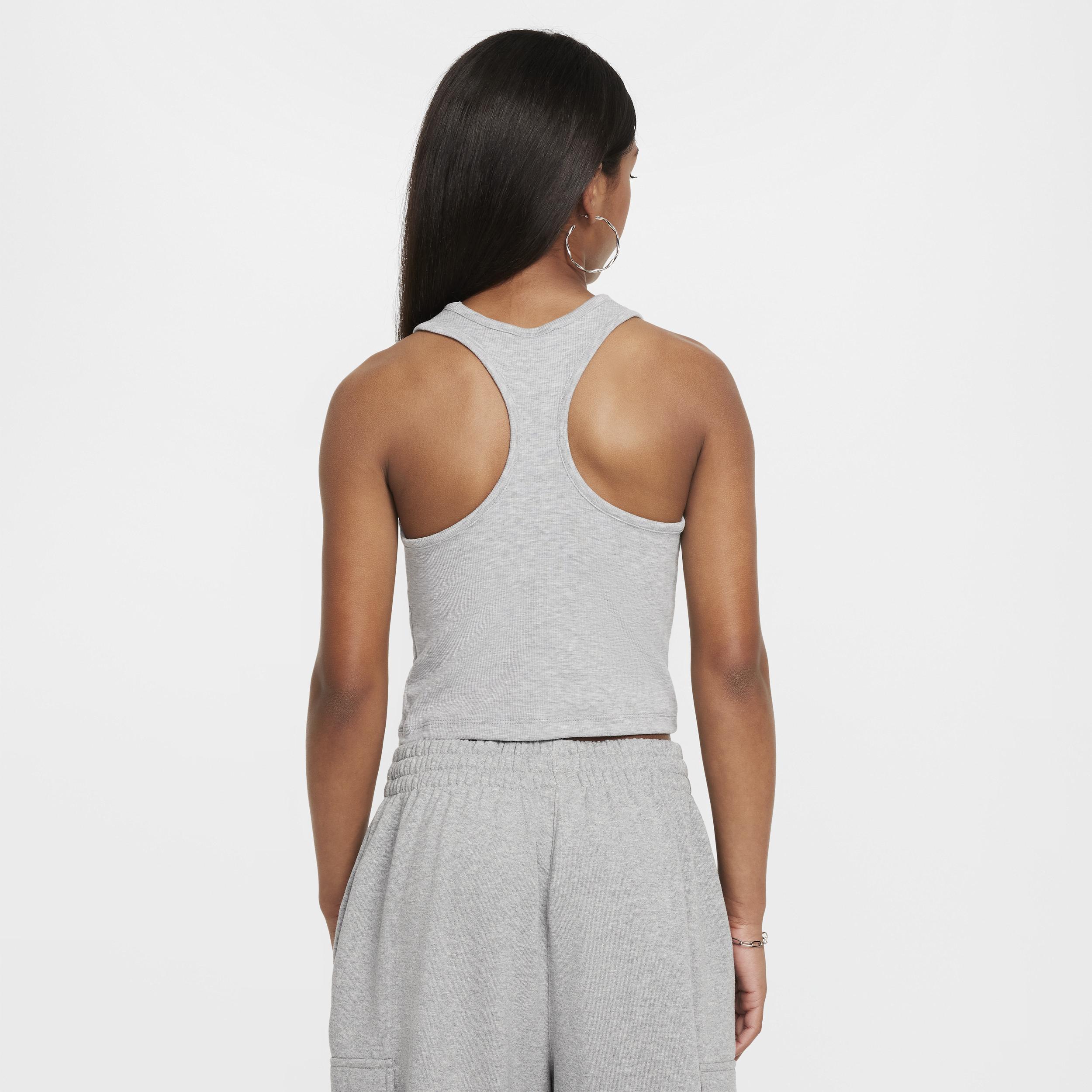 Nike Kids' Sportswear Rib Racerback Tank in Dark Grey Heather at Nordstrom, Size Xl Product Image